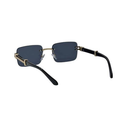 🕶️ Maybach Luxury Rimless Square Sunglasses – Black & Gold Prestige Edition ✨