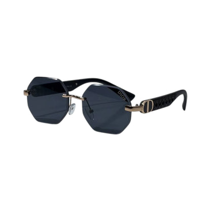 🕶️ Dior CD Diamond Rimless Geometric Sunglasses – Black & Gold Luxury Edition ✨