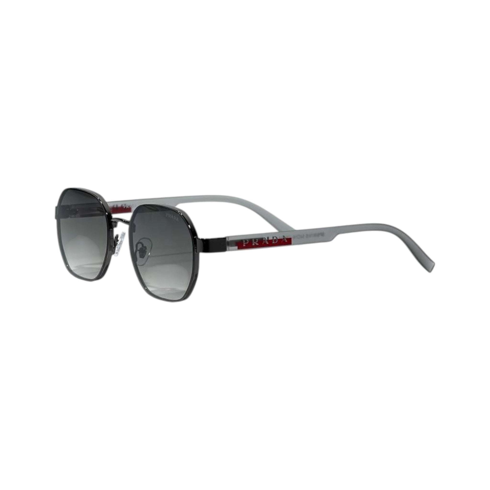🕶️ Prada Linea Rossa Round Metal Sunglasses – Silver & Black Edition ✨