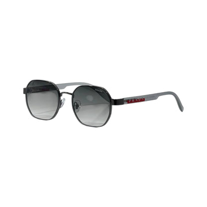 🕶️ Prada Linea Rossa Round Metal Sunglasses – Silver & Black Edition ✨