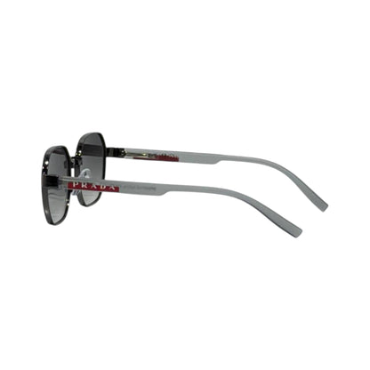 🕶️ Prada Linea Rossa Round Metal Sunglasses – Silver & Black Edition ✨
