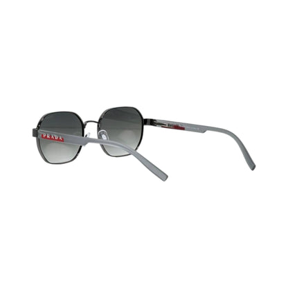 🕶️ Prada Linea Rossa Round Metal Sunglasses – Silver & Black Edition ✨