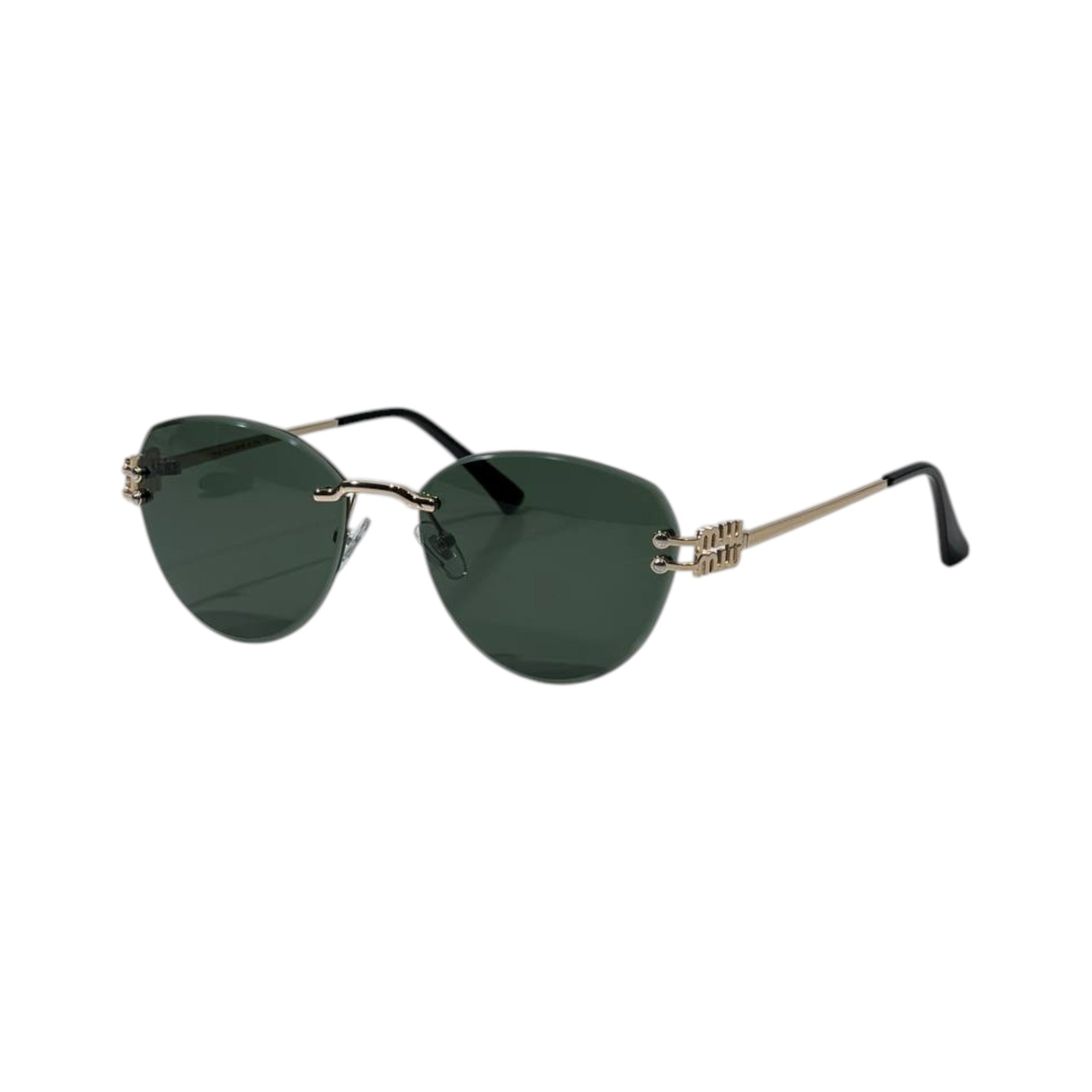 🕶️ Miu Miu Rimless Green Lens Sunglasses – Luxury Gold Edition ✨