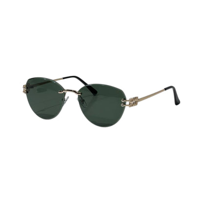 🕶️ Miu Miu Rimless Green Lens Sunglasses – Luxury Gold Edition ✨