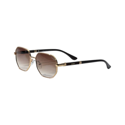 🕶️ Cartier Geometric Luxury Sunglasses – Gold & Brown Gradient Edition ✨