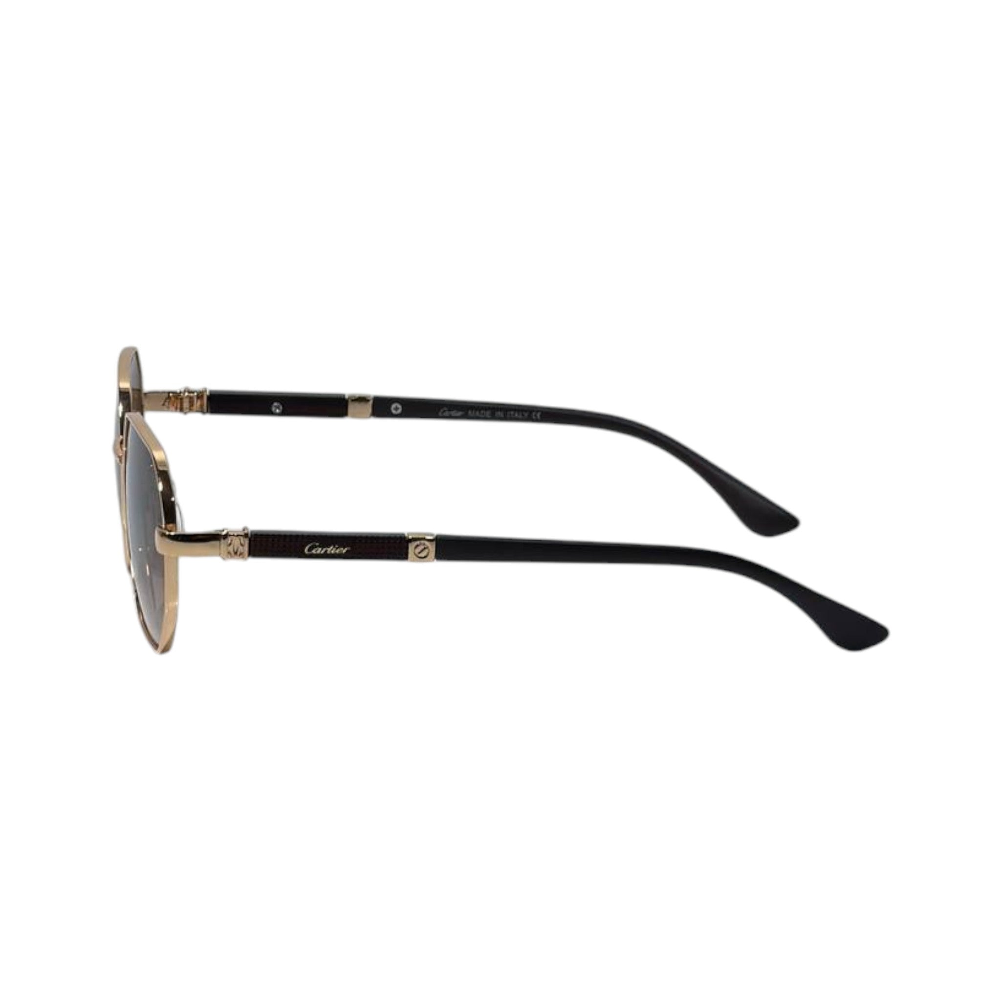 🕶️ Cartier Geometric Luxury Sunglasses – Gold & Brown Gradient Edition ✨