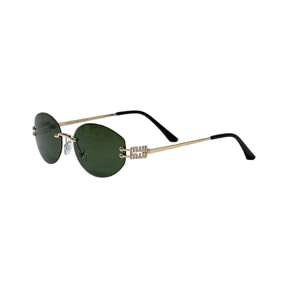 🕶️ Miu Miu Rimless Green Lens Sunglasses – Luxury Designer Eyewear