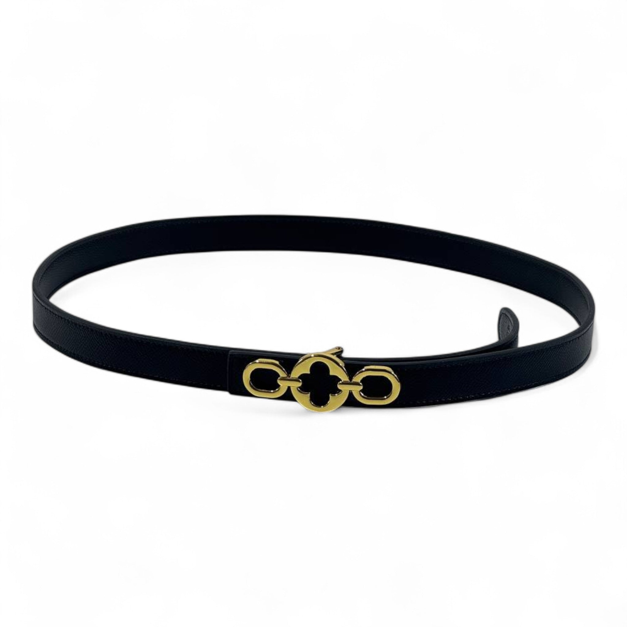 🖤✨ Louis Vuitton Black Leather Belt with Iconic Gold Buckle 👑💎