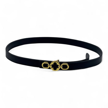🖤✨ Louis Vuitton Black Leather Belt with Iconic Gold Buckle 👑💎
