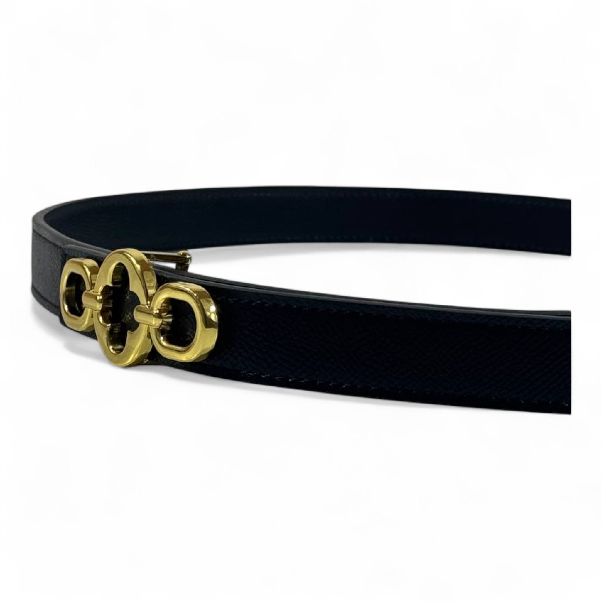 🖤✨ Louis Vuitton Black Leather Belt with Iconic Gold Buckle 👑💎