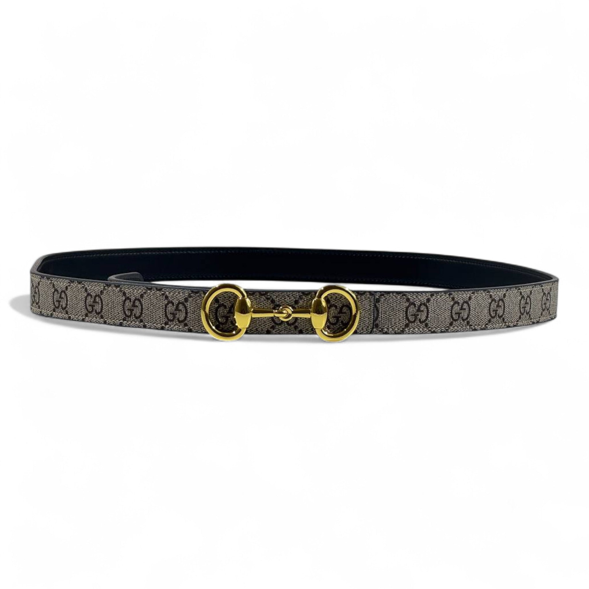 ✨🖤 Gucci GG Supreme Monogram Belt with Gold Horsebit Buckle – 120cm 👑💎