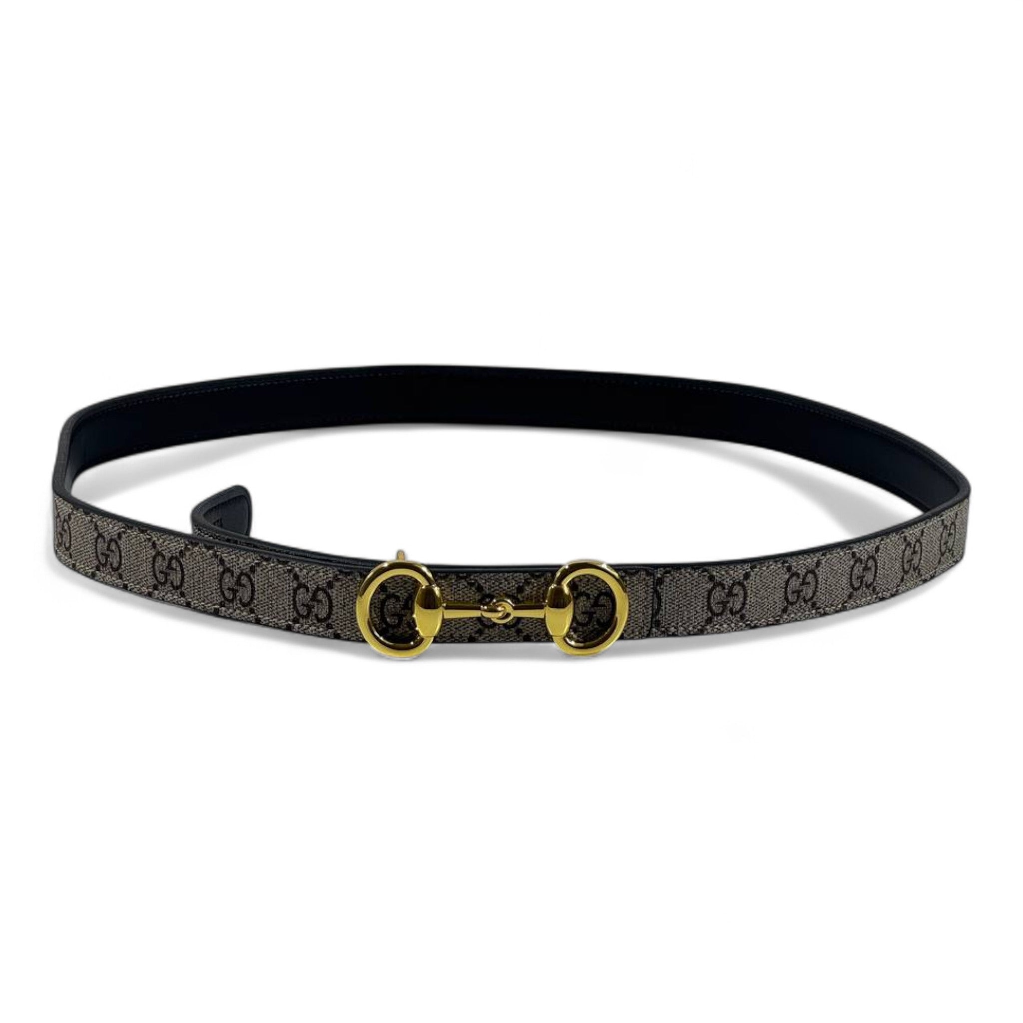 ✨🖤 Gucci GG Supreme Monogram Belt with Gold Horsebit Buckle – 120cm 👑💎