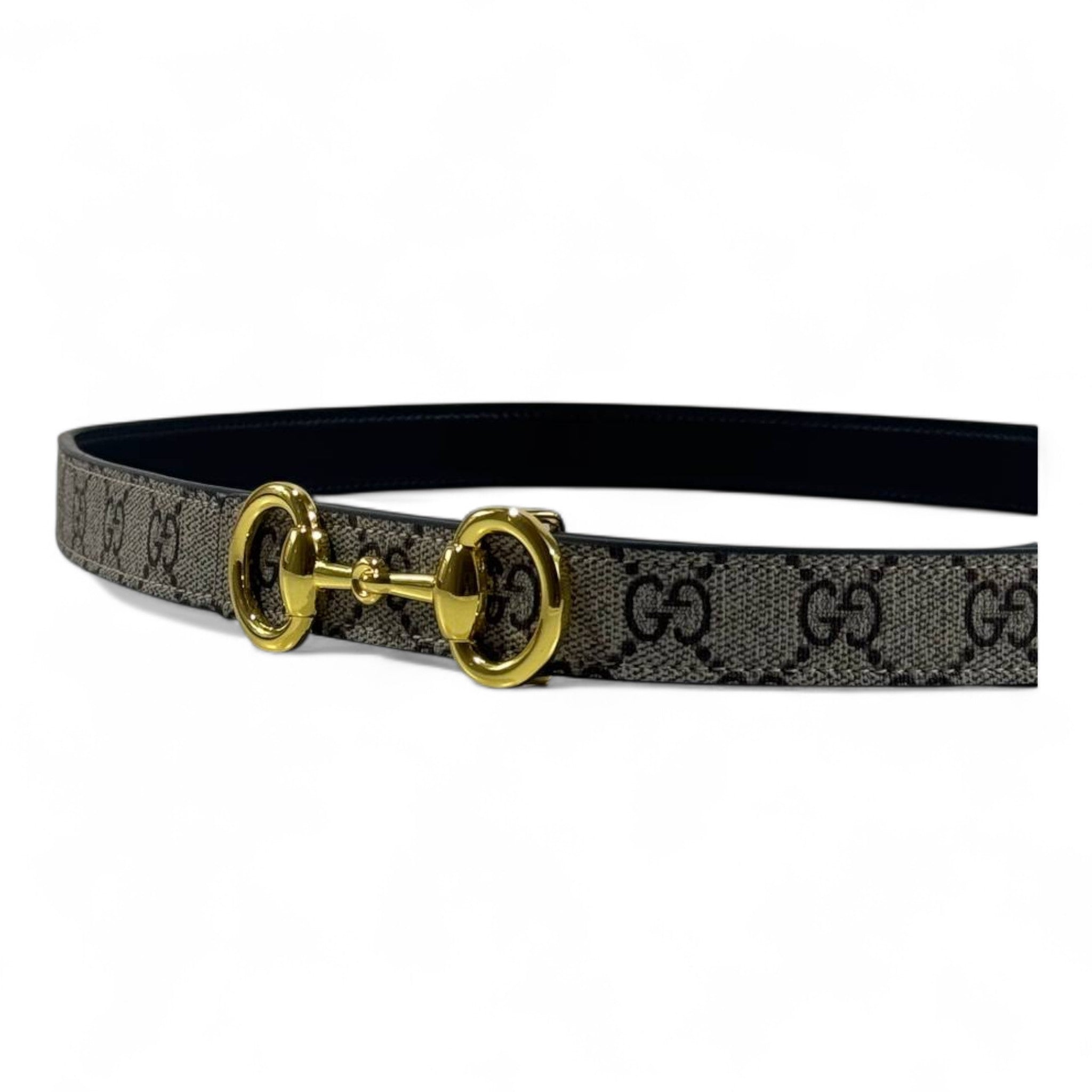 ✨🖤 Gucci GG Supreme Monogram Belt with Gold Horsebit Buckle – 120cm 👑💎