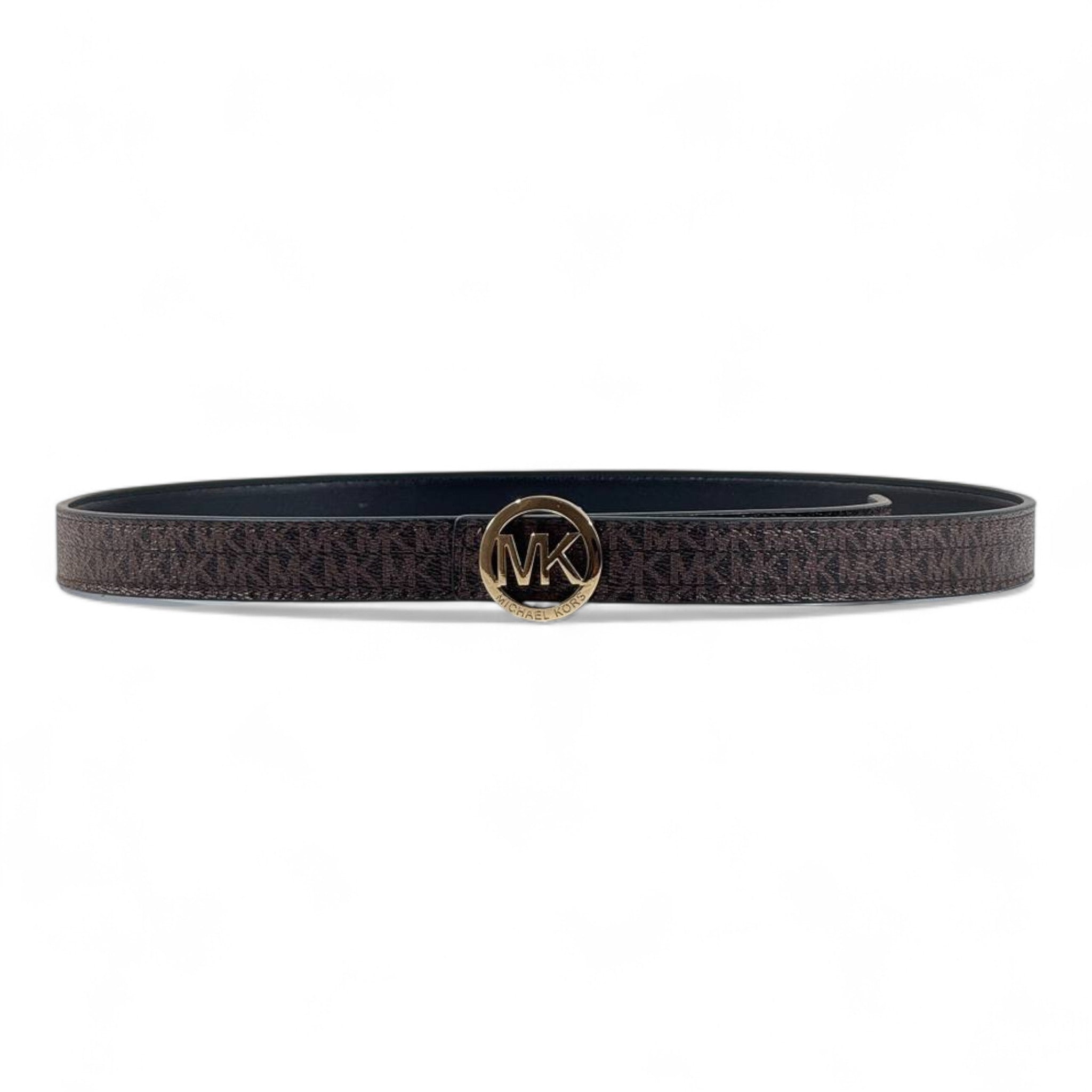 🖤✨ Michael Kors Signature Belt with Gold MK Logo Buckle – 110cm 👑💎