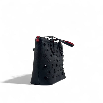 👜✨ Christian Louboutin Black Studded Tote with Red Sole Accent & Matching Pouch 👑👠