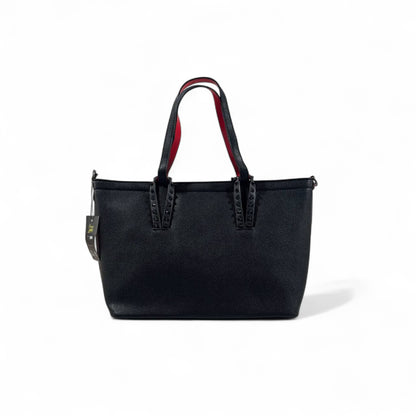 👜✨ Christian Louboutin Black Studded Tote with Red Sole Accent & Matching Pouch 👑👠
