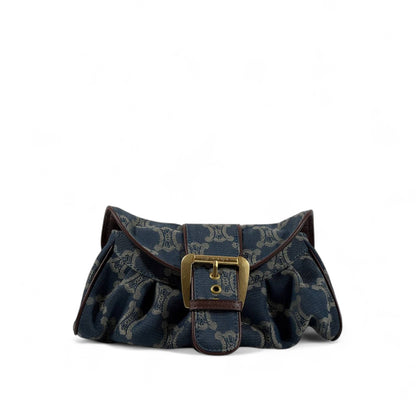 👜✨ Celine Triomphe Canvas Clutch with Gold Buckle Detail 👑💎