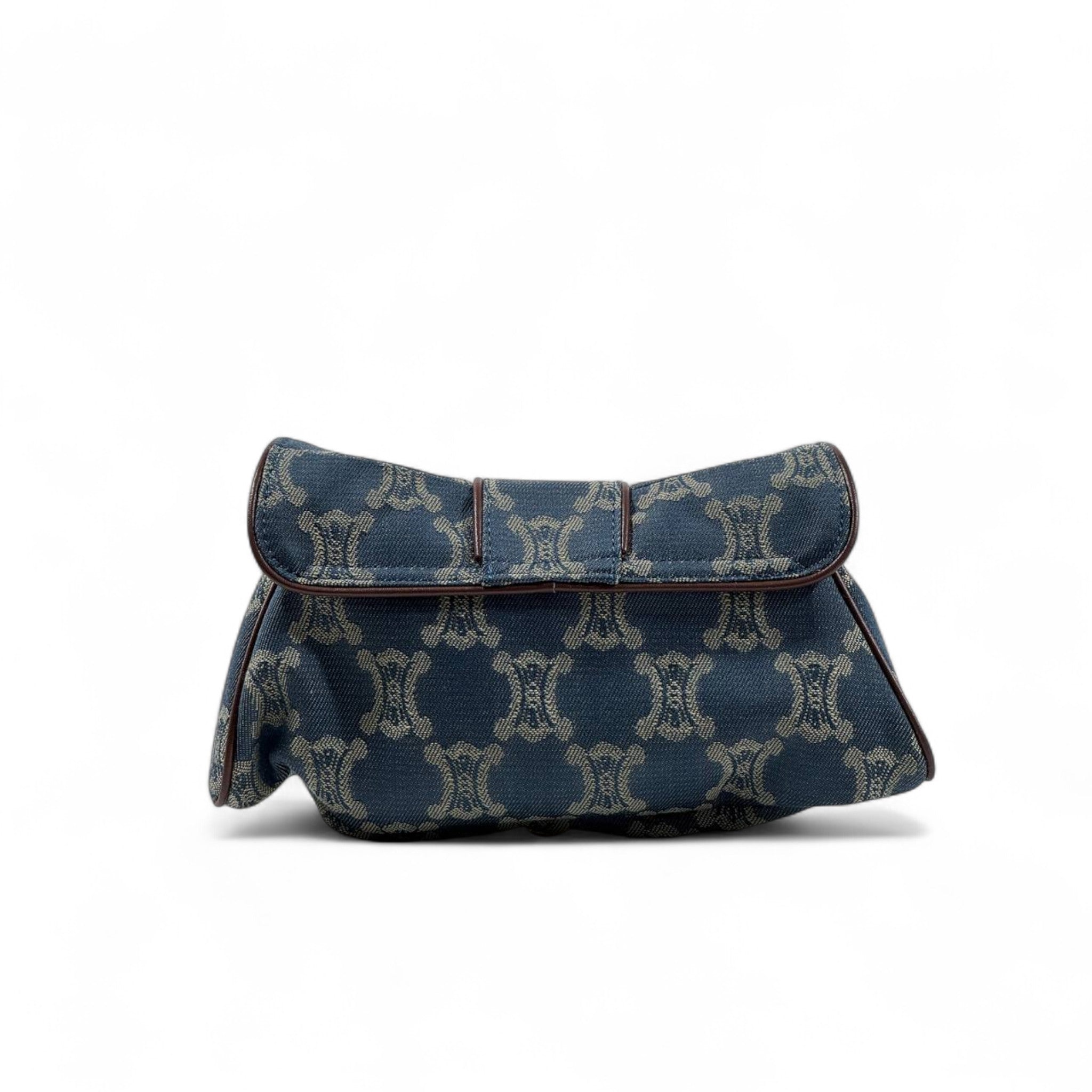 👜✨ Celine Triomphe Canvas Clutch with Gold Buckle Detail 👑💎