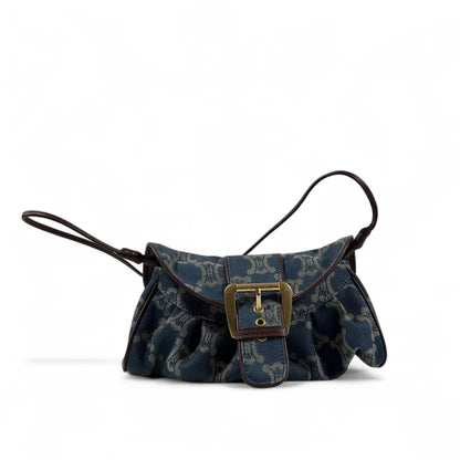 👜✨ Celine Triomphe Canvas Clutch with Gold Buckle Detail 👑💎