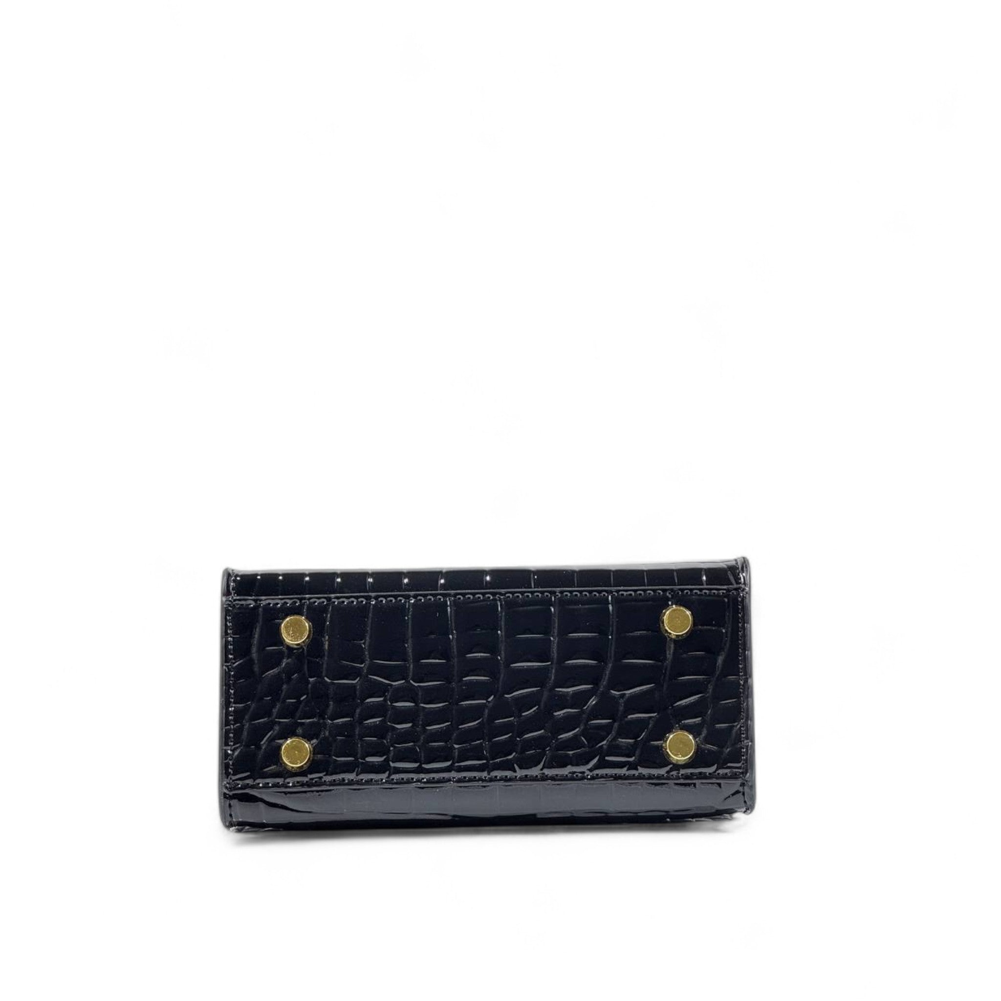 🖤👑 Hermès Style Black Croc-Embossed Handbag with Gold Lock & Scarf Detail ✨💼
