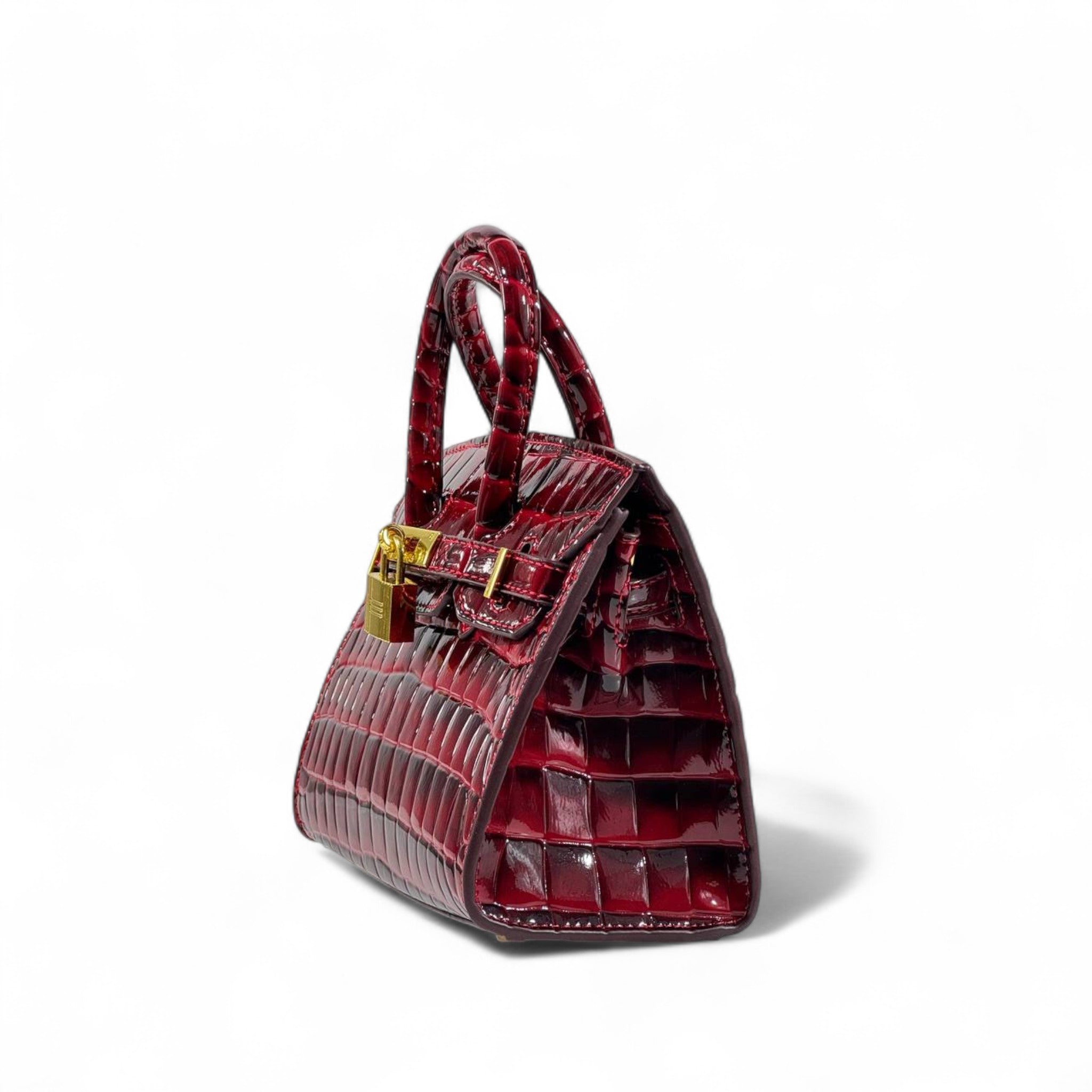 ❤️👑 Hermès Style Red Croc-Embossed Handbag with Gold Lock, Strap & Scarf ✨🔥
