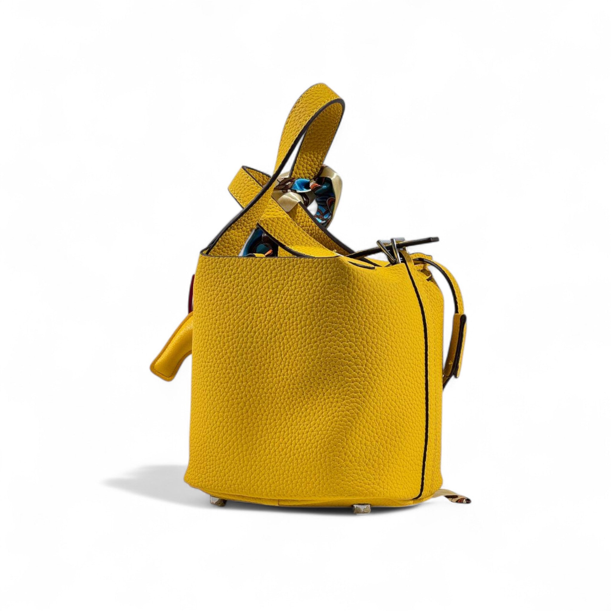 💛🐴 Hermès Style Yellow Mini Handbag with Scarf, Horse Charm & Strap ✨🌸