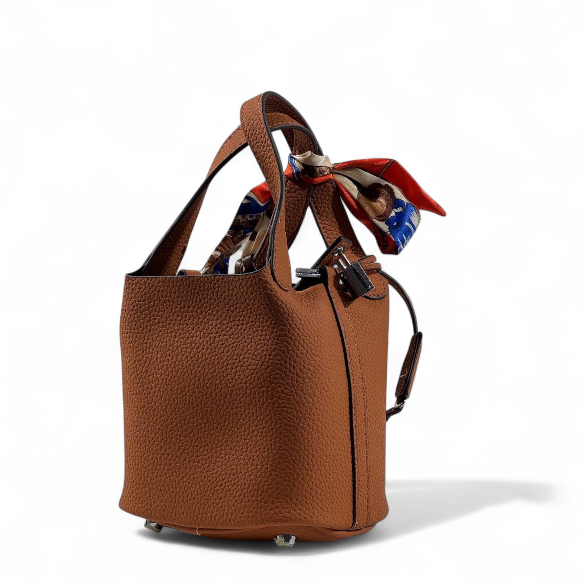 🤎🐴 Hermès Style Brown Mini Handbag with Scarf, Pink Horse Charm & Strap ✨