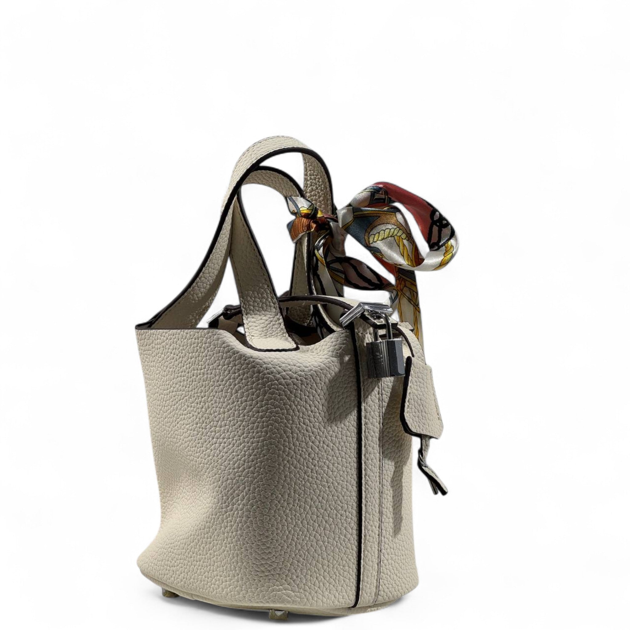 🤍🐴 Hermès Style Beige Mini Handbag with Scarf, Horse Charm & Strap ✨