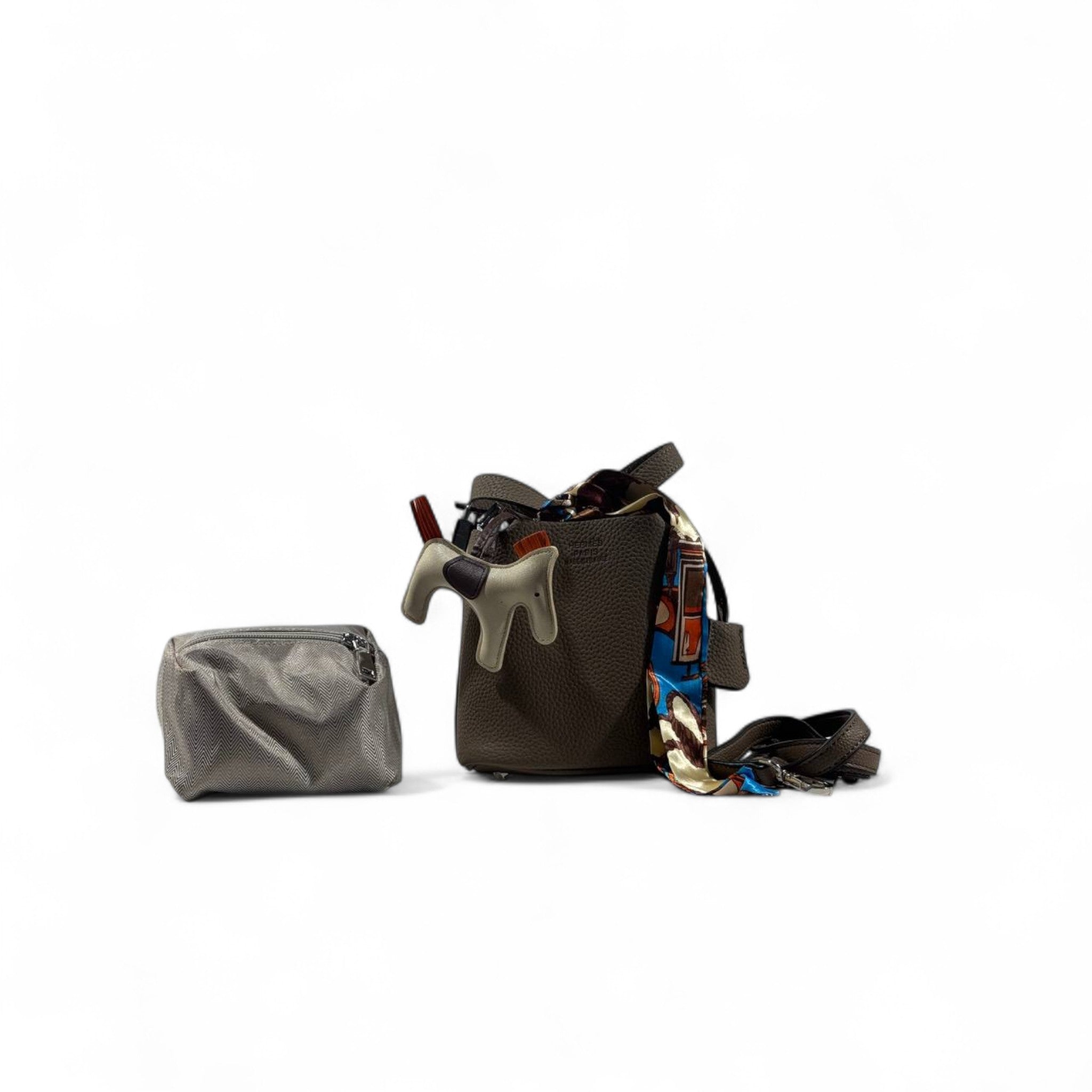 Hermès Picotin-Inspired Deep Brown Tote with Twilly & Rodeo Charm – Chic & Timeless