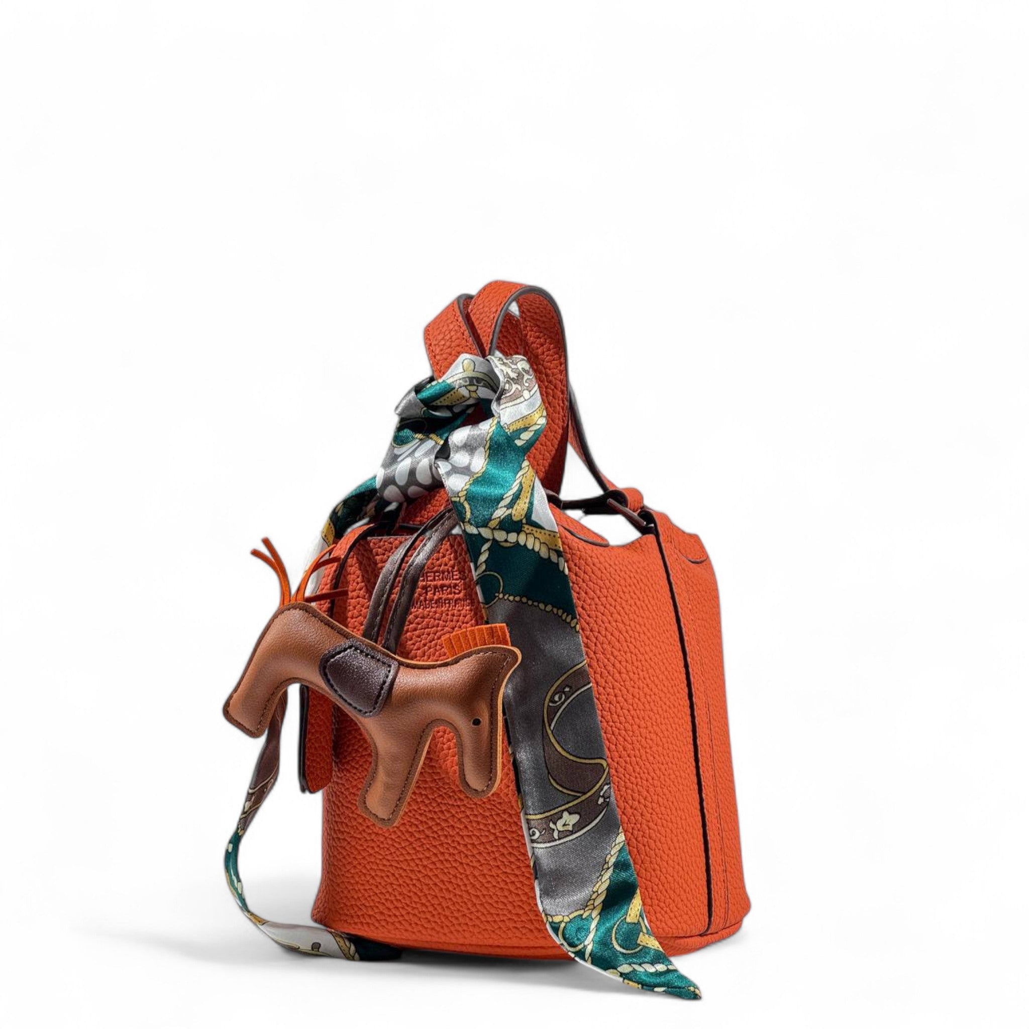 Hermès Picotin-Inspired Tote in Orange with Full Set – Twilly, Rodeo Charm & Pouch