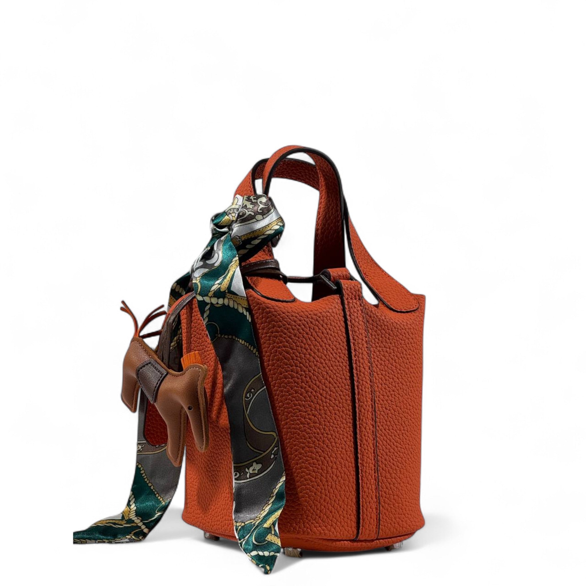 Hermès Picotin-Inspired Tote in Orange with Full Set – Twilly, Rodeo Charm & Pouch