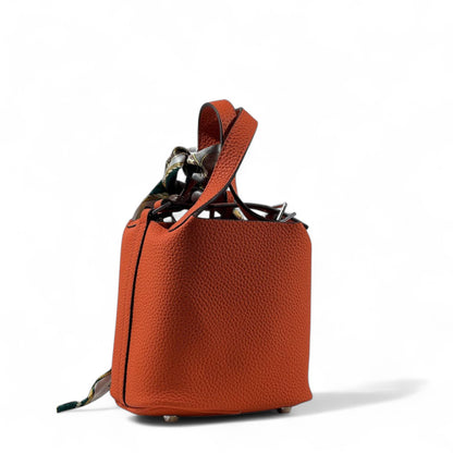 Hermès Picotin-Inspired Tote in Orange with Full Set – Twilly, Rodeo Charm & Pouch