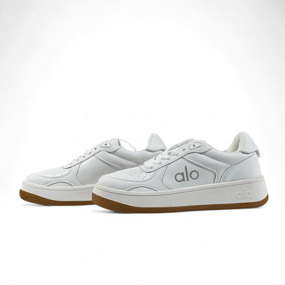 Alo White Leather Sneakers 👟✨ Unisex with Gum Sole