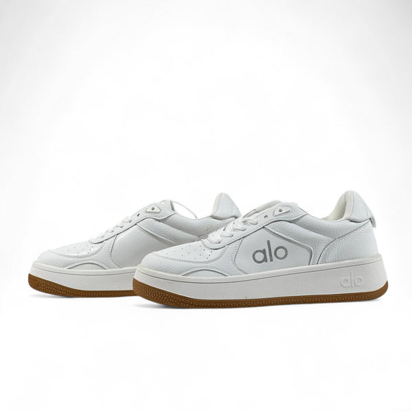 Alo White Leather Sneakers – Unisex with Gum Sole