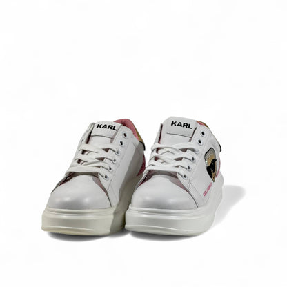 ✨ Karl Lagerfeld White Sneakers – Iconic Cartoon Patch & Glitter Accent ✨