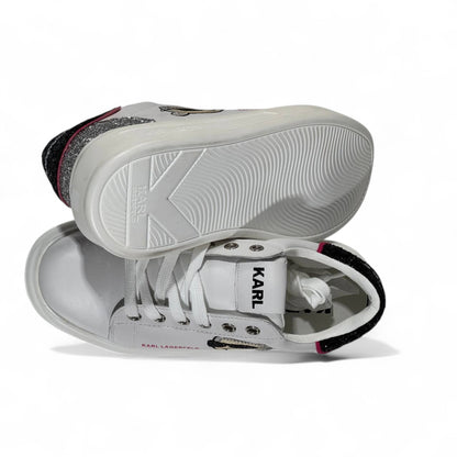 ✨ Karl Lagerfeld Glitter Icon Sneakers – White & Silver Spark Edition ✨