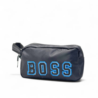 BOSS Navy Embroidered Pouch Bag – Sporty Elegance 💙🖤
