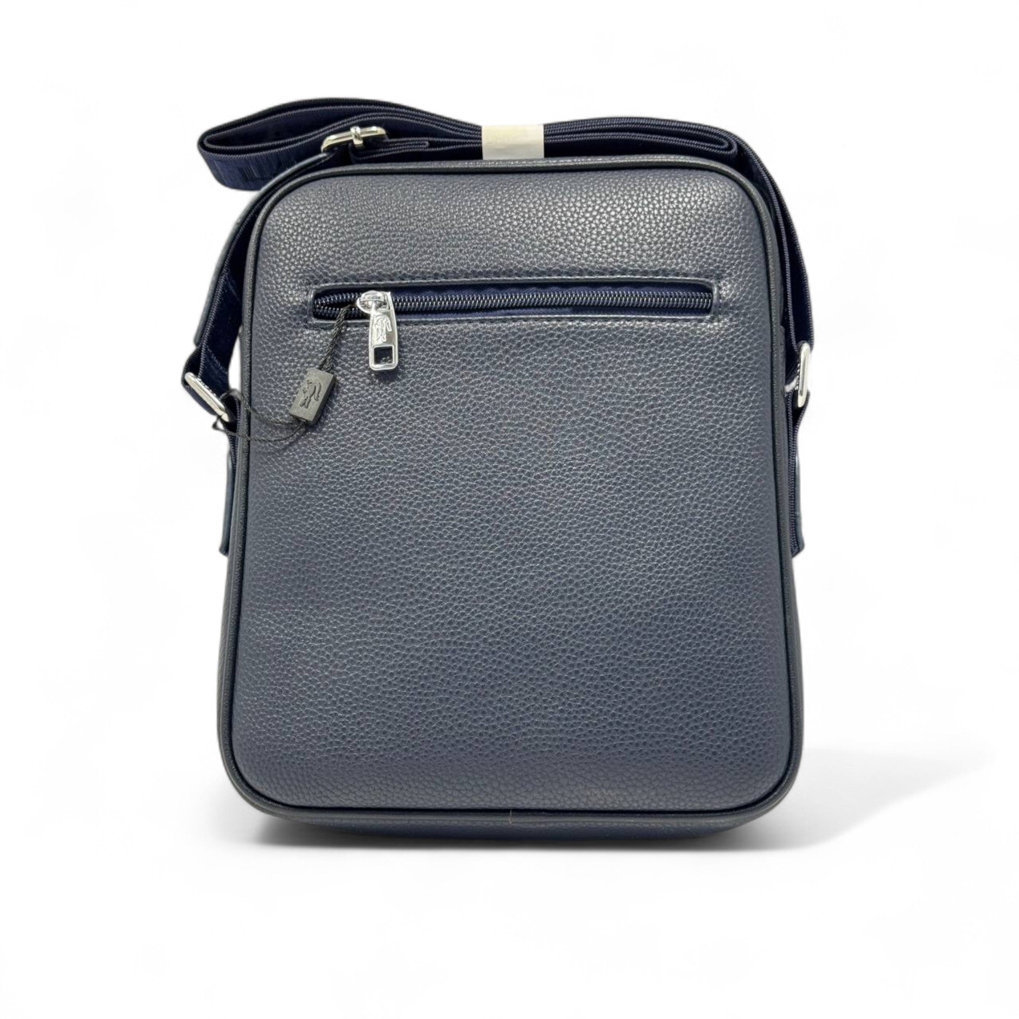 Lacoste Vertical Messenger Bag – Navy Pebbled Edition 🐊💼