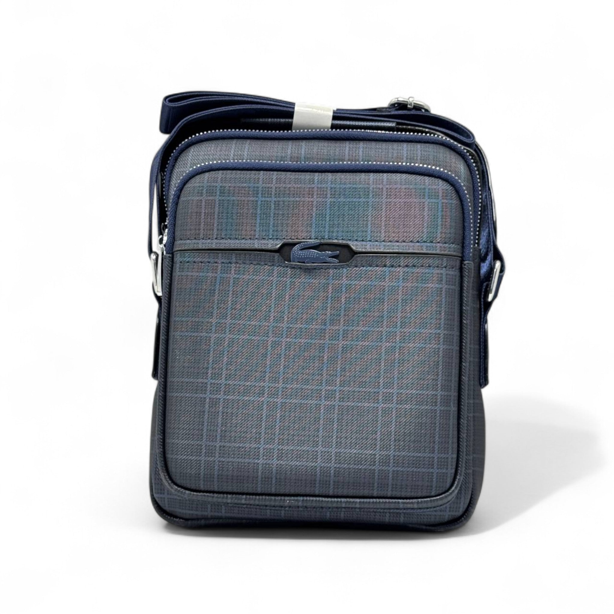 Lacoste Urban Plaid Crossbody Bag – Blue Checkered Design 🐊📦