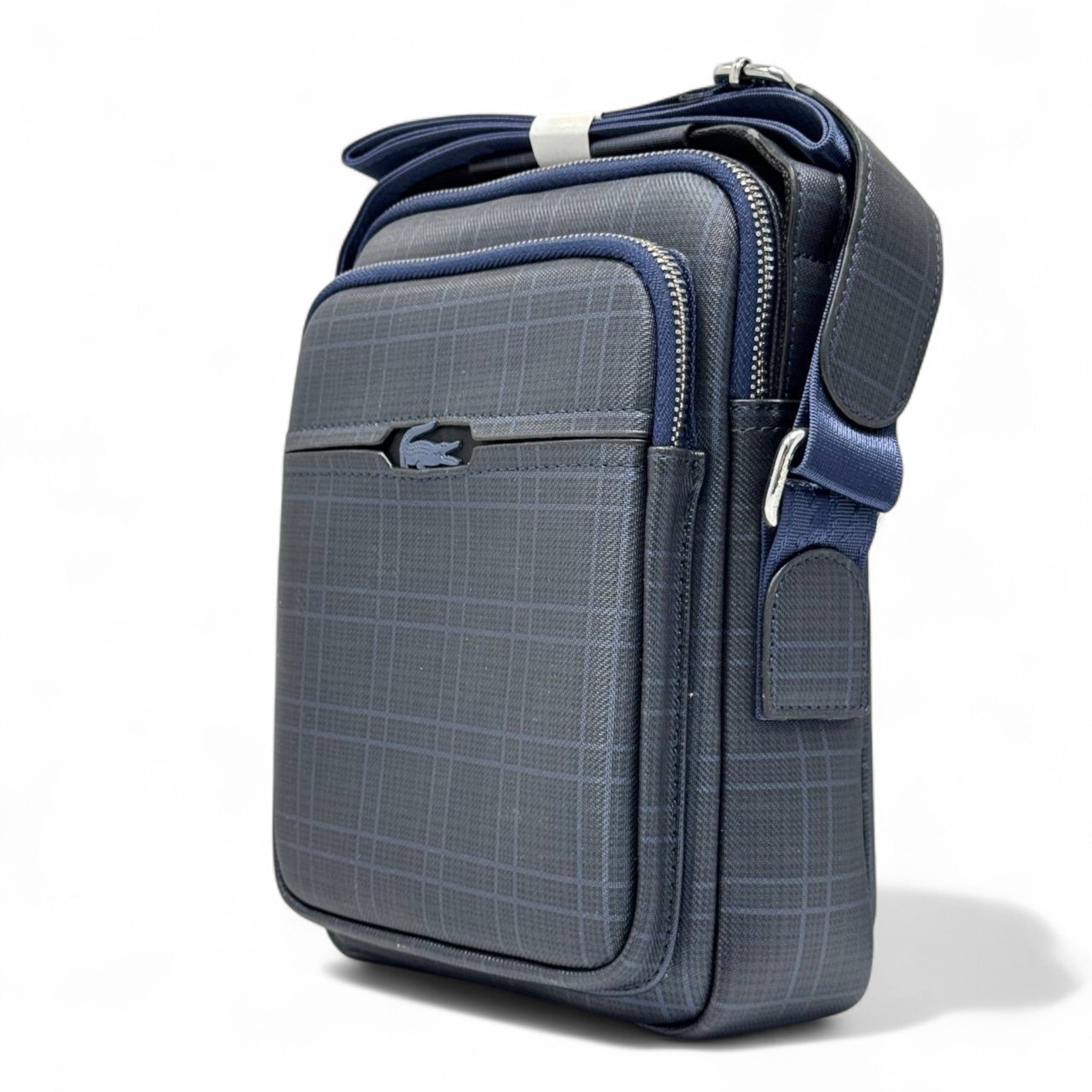 Lacoste Urban Plaid Crossbody Bag – Blue Checkered Design 🐊📦