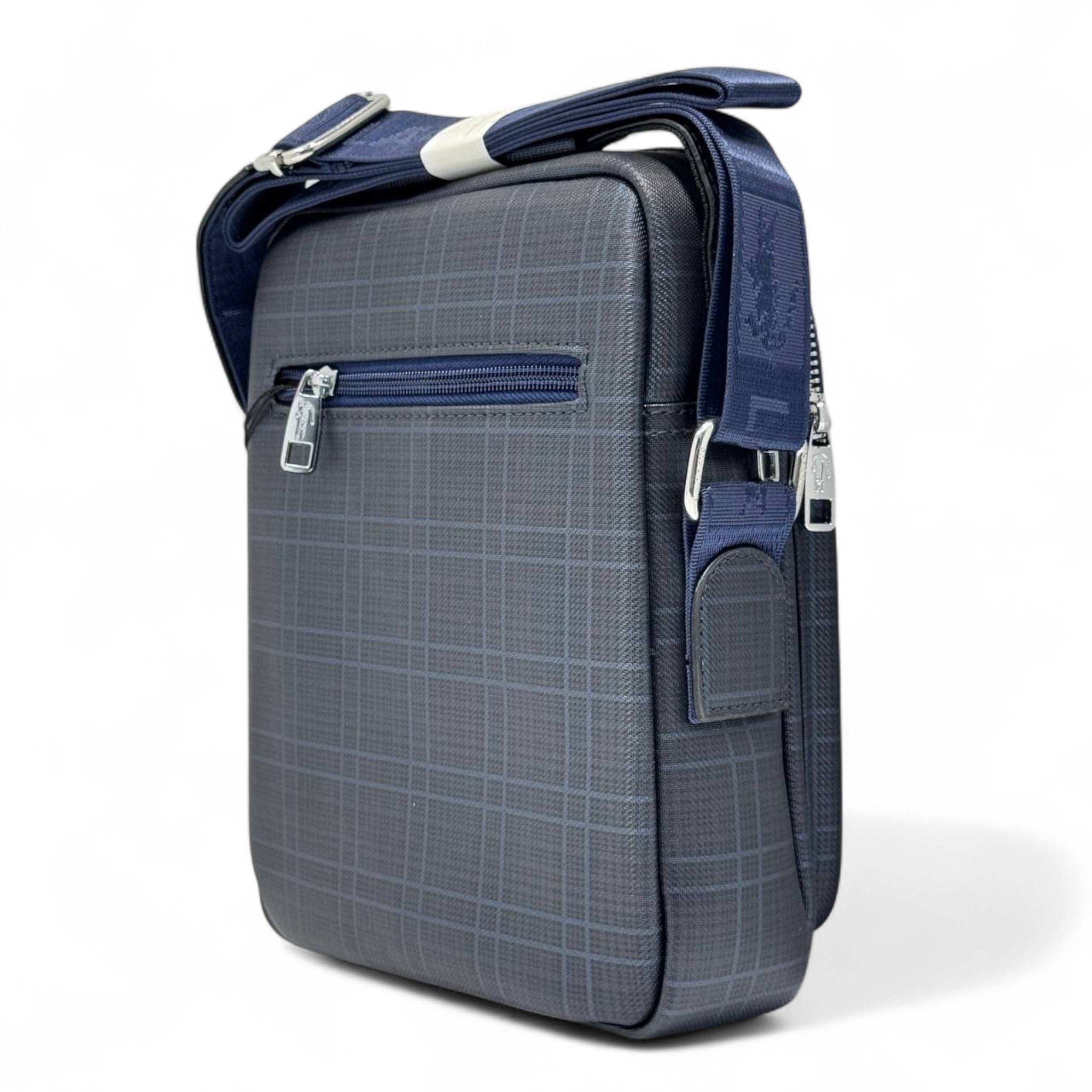 Lacoste Urban Plaid Crossbody Bag – Blue Checkered Design 🐊📦