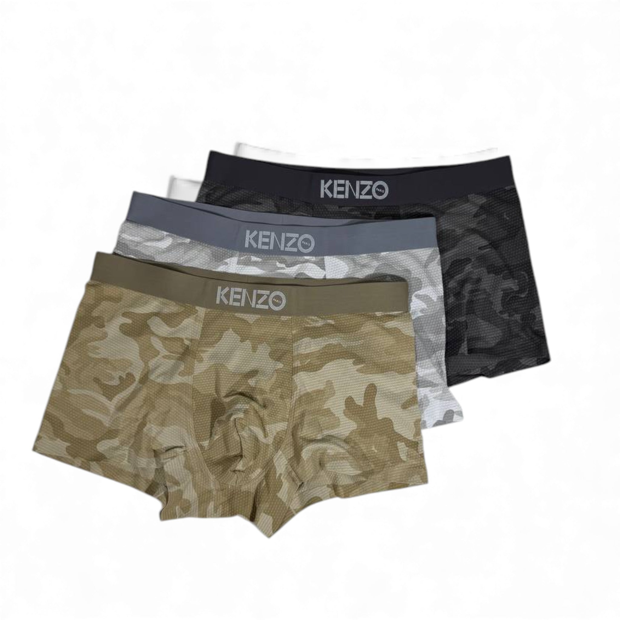 Kenzo Inspired Camo Men's Boxer Set – 3 Premium Pieces