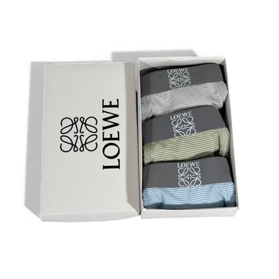Loewe Inspired Premium Striped Men's Boxer Set – 3 Elegant Pieces