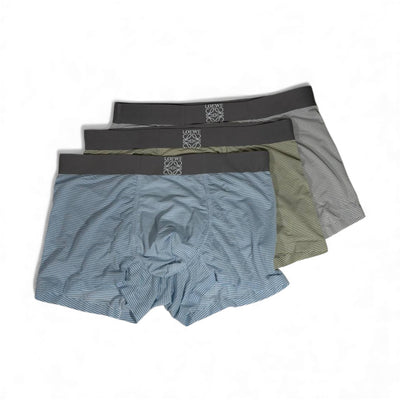 Loewe Inspired Premium Striped Men's Boxer Set – 3 Elegant Pieces