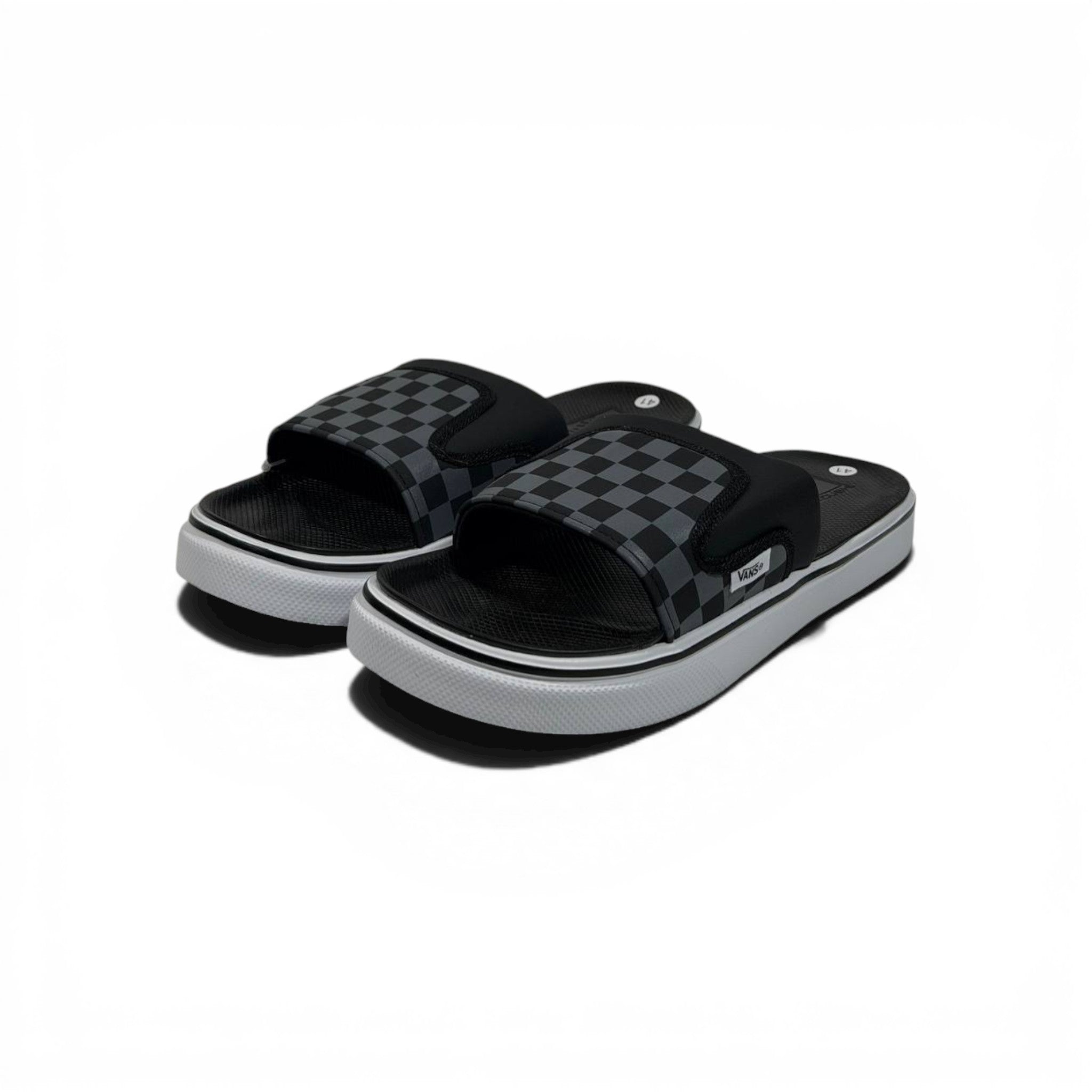 ⚫🩶 Vans Checkerboard Slides – Black & Grey Urban Edition