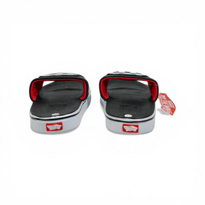🏁🔴 Vans Checkerboard Slides – Black & White Red Accent Edition