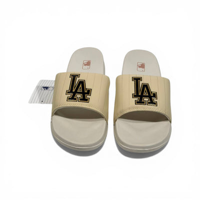 🤍⚾ LA Logo Slides – Beige Premium Comfort Edition