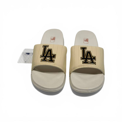 🤍⚾ LA Logo Slides – Beige Premium Comfort Edition