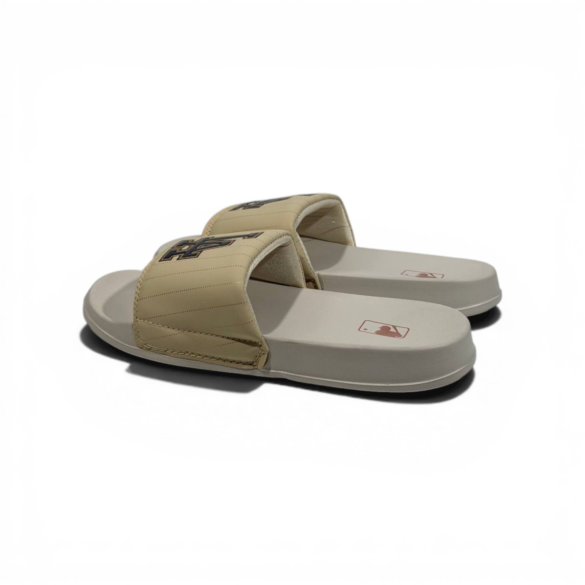 🤍⚾ LA Logo Slides – Beige Premium Comfort Edition
