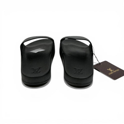 🖤✨ LV Inspired Slides – Black Luxury Minimal Edition